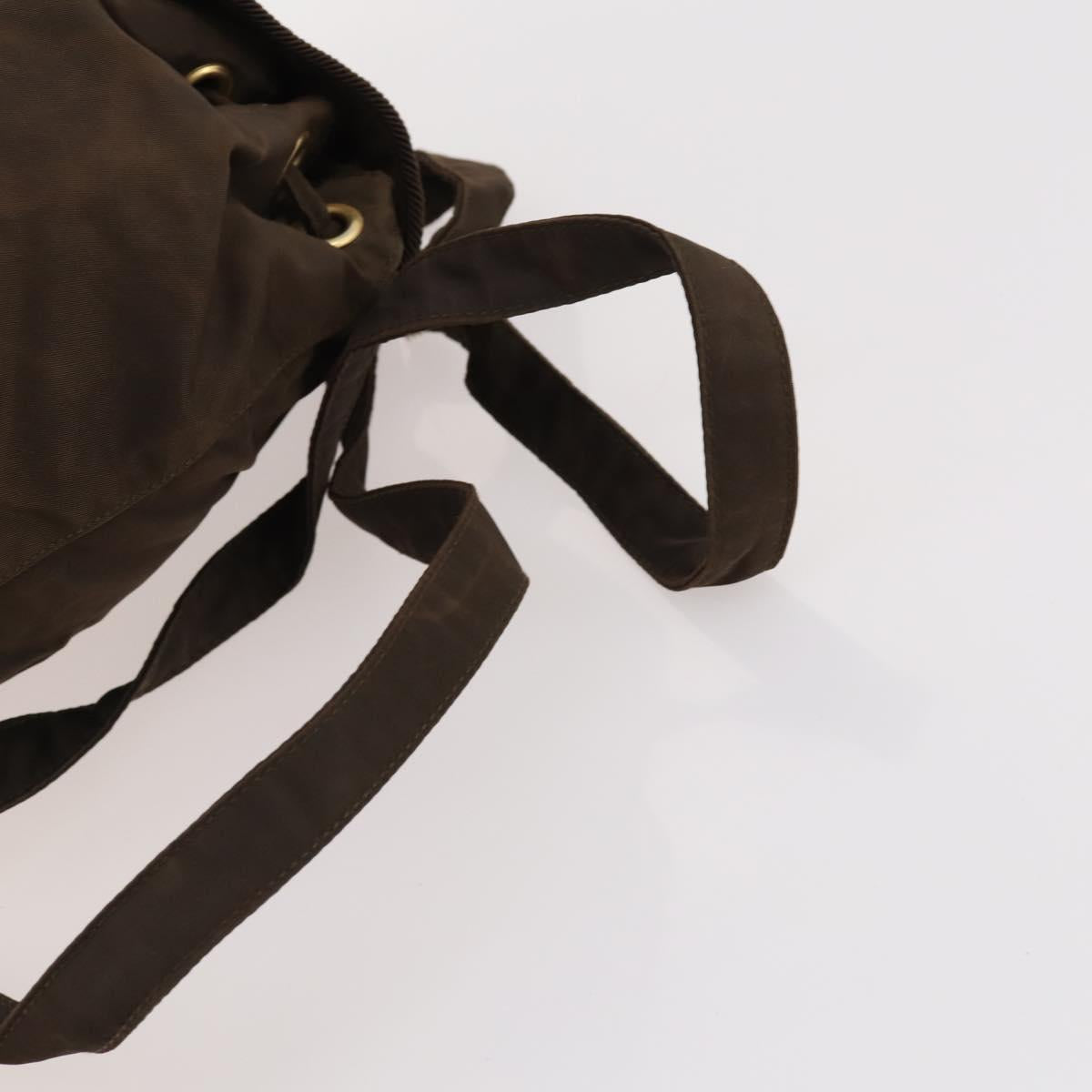 PRADA Backpack Nylon Brown Gold Auth bs33338