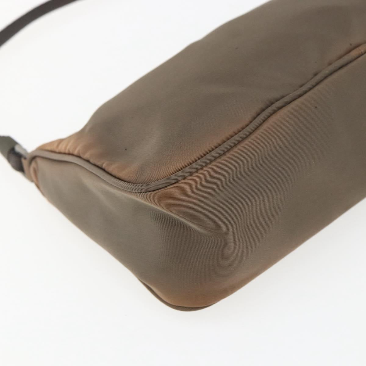 PRADA Accessory Pouch Nylon Brown Auth bs33343
