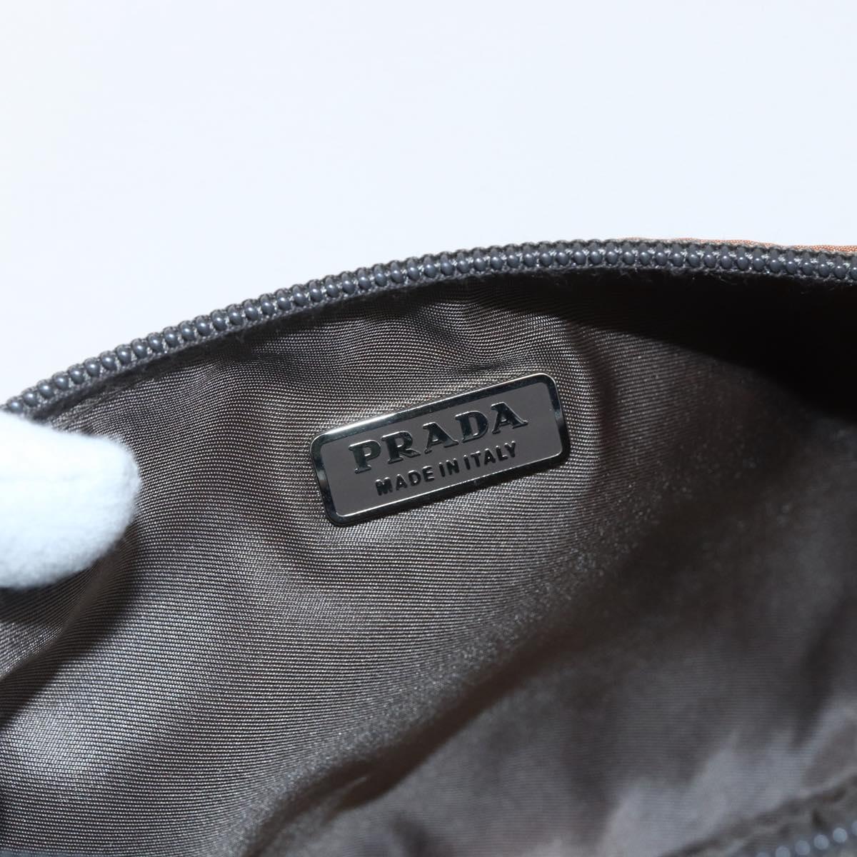 PRADA Accessory Pouch Nylon Brown Auth bs33343