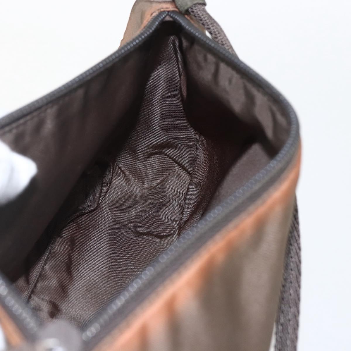 PRADA Accessory Pouch Nylon Brown Auth bs33343