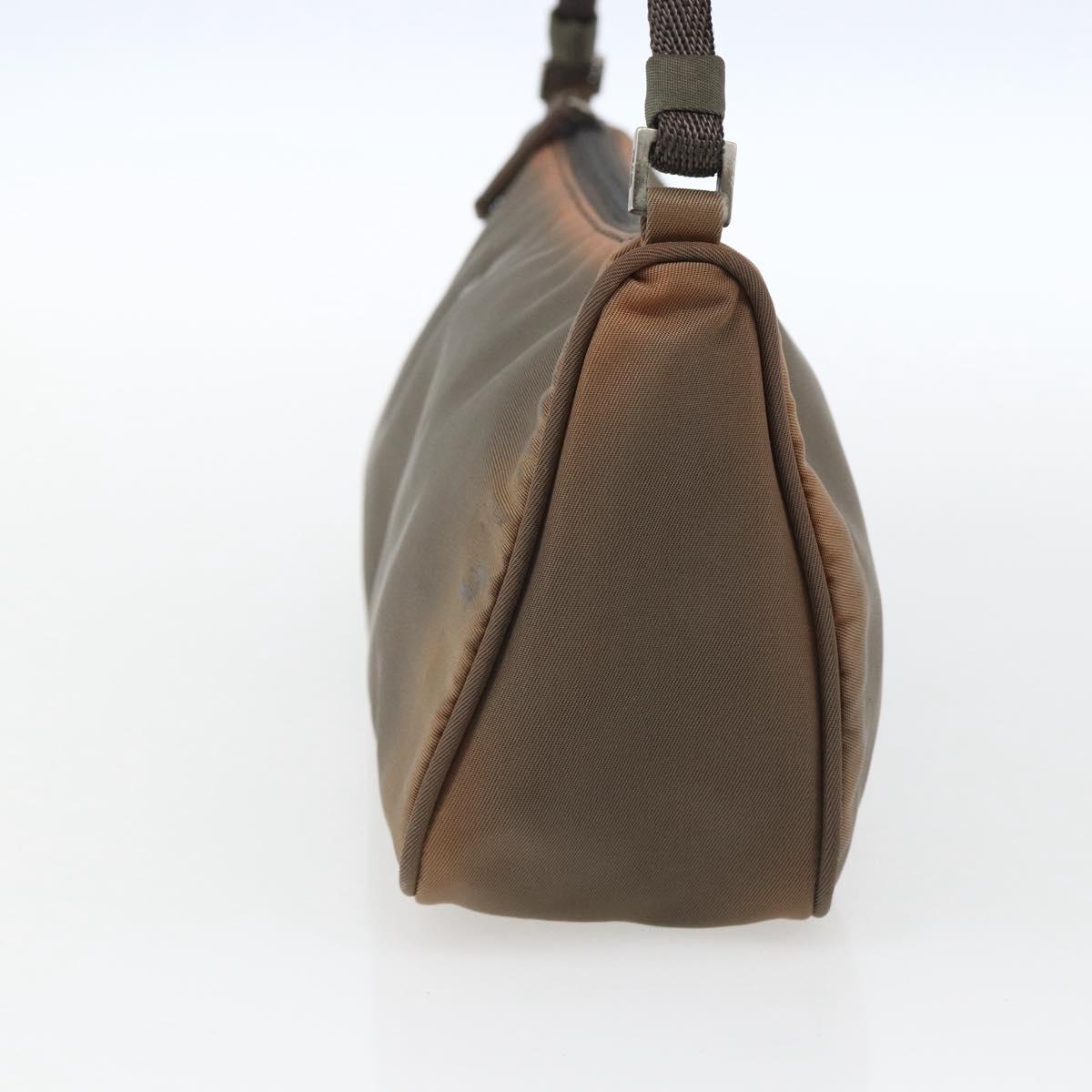 PRADA Accessory Pouch Nylon Brown Auth bs33343