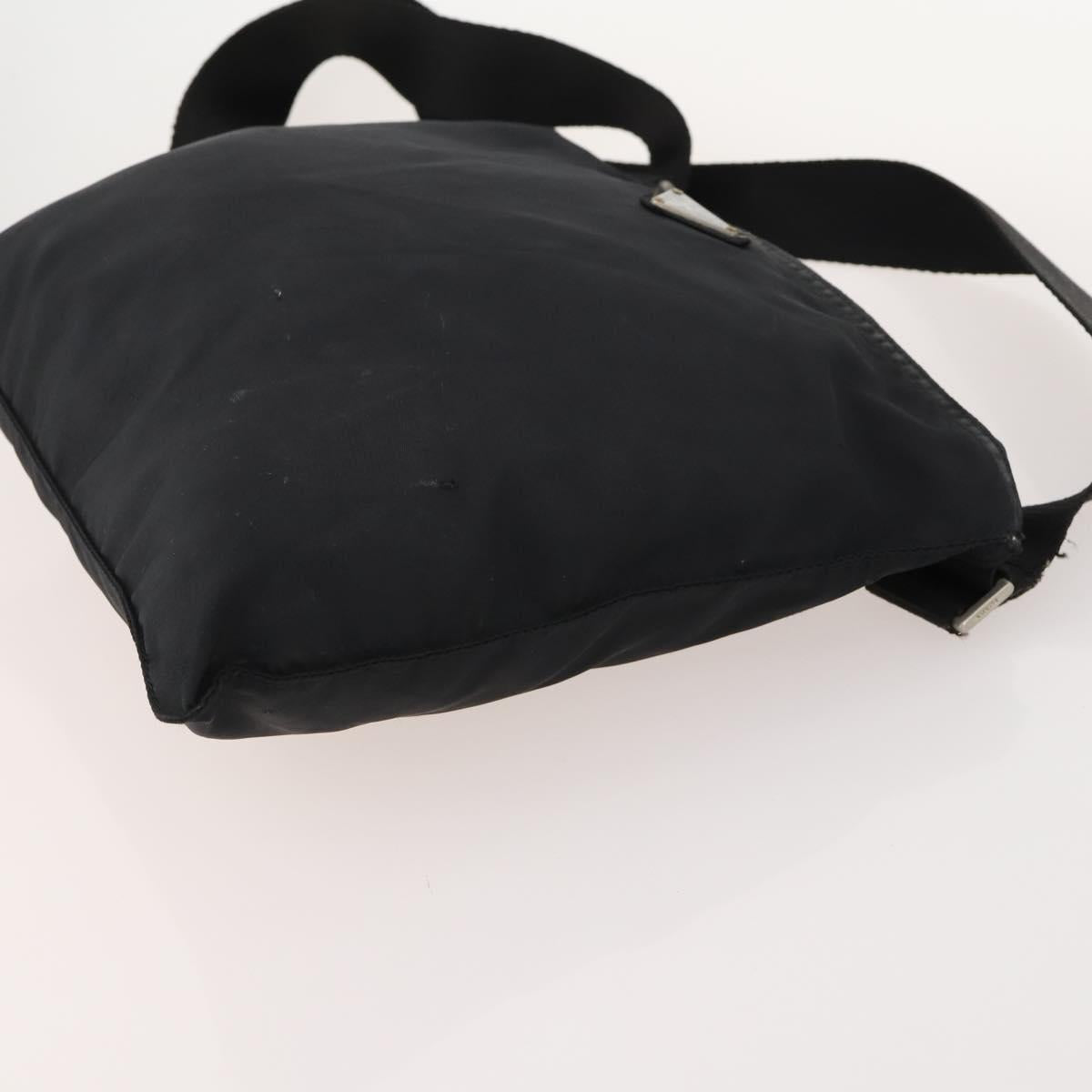 PRADA Shoulder Bag Nylon Black Silver Auth bs33344