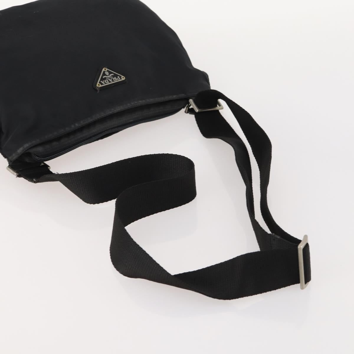 PRADA Shoulder Bag Nylon Black Silver Auth bs33344