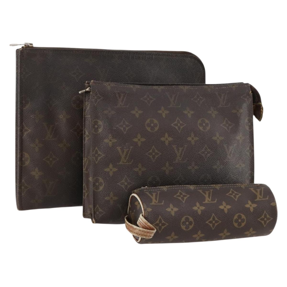 LOUIS VUITTON Monogram Clutch Bag 3 Set LV Auth bs33348