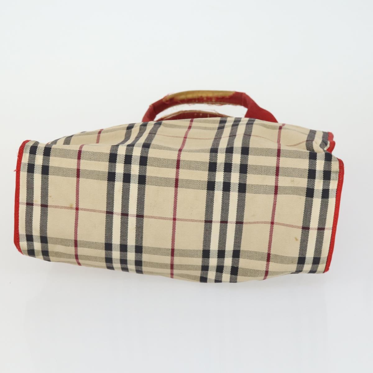 BURBERRY Nova Check Shoulder Bag Canvas PVC 4 Set Beige Red Auth bs33350