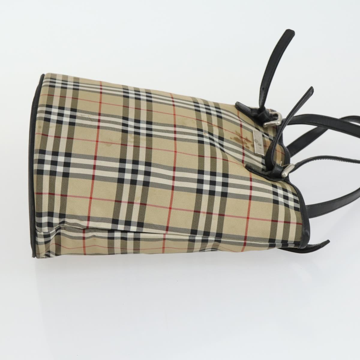 BURBERRY Nova Check Shoulder Bag Canvas PVC 4 Set Beige Red Auth bs33350