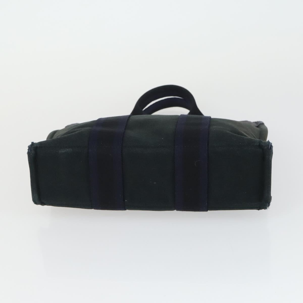 HERMES Fourre Tout Hand Bag Canvas 2 Set Gray Navy Auth bs33354
