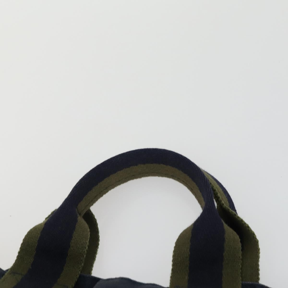 HERMES Fourre Tout Hand Bag Canvas 2 Set Gray Navy Auth bs33354