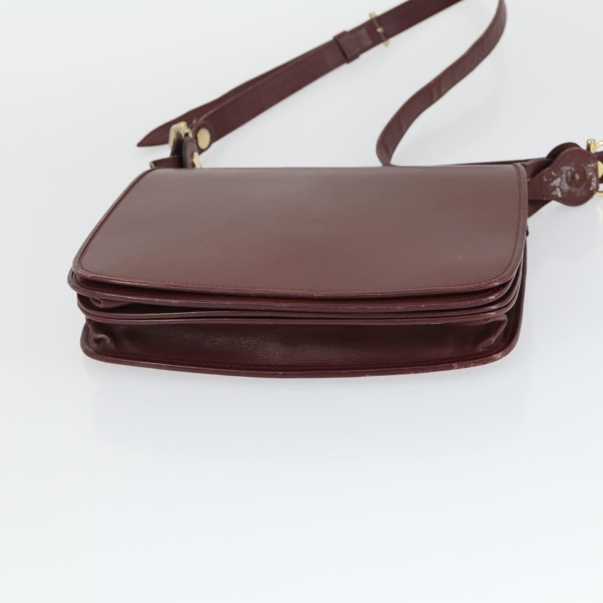 CARTIER Must Line Shoulder Bag Leather 2 Set Bordeaux Gold Auth bs33356
