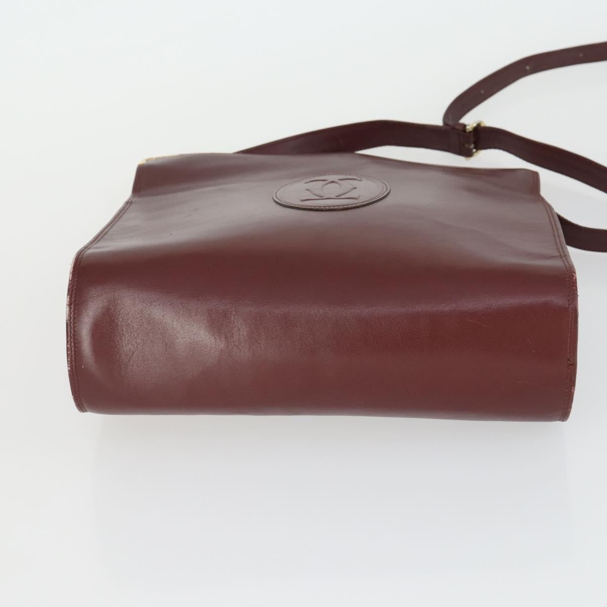 CARTIER Must Line Shoulder Bag Leather 2 Set Bordeaux Gold Auth bs33356