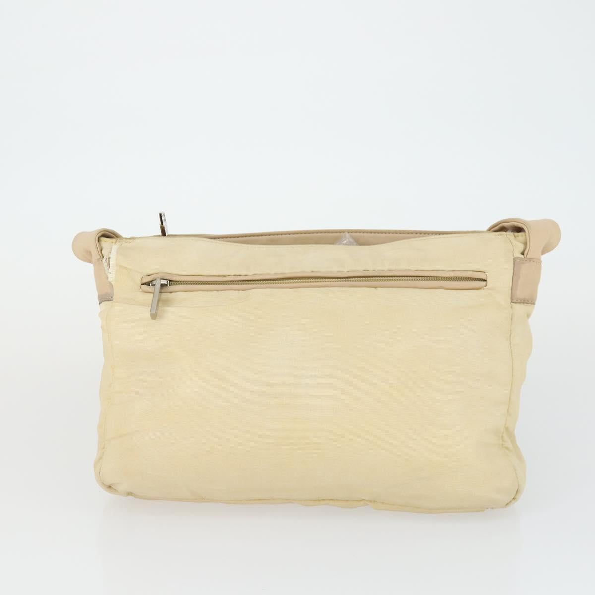 LOEWE Hand Bag Leather nylon 2 Set Brown White Auth bs33357