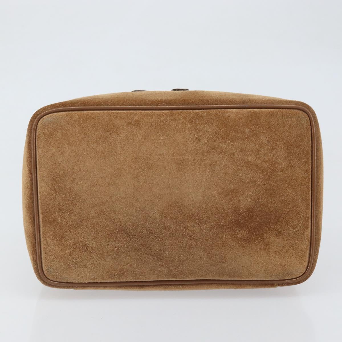 GUCCI Vanity Cosmetic Pouch Suede Brown Silver 032 1705 0140 Auth bs33363