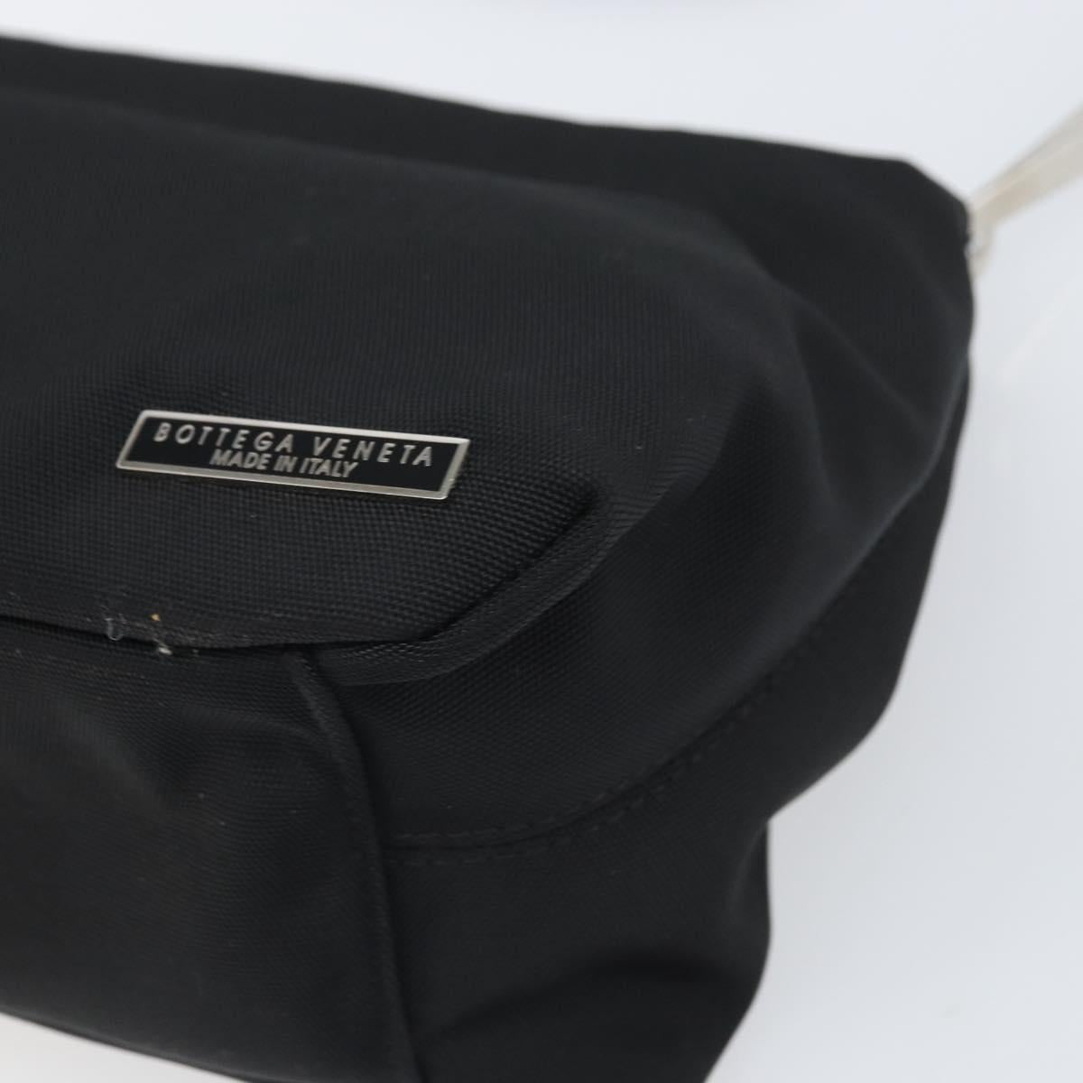 BOTTEGA VENETA Shoulder Bag Canvas Black Silver Auth bs33364