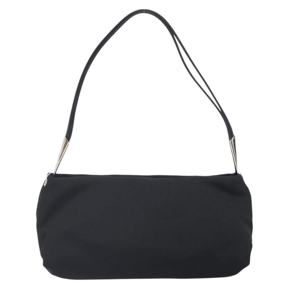 BOTTEGA VENETA Shoulder Bag Canvas Black Silver Auth bs33364