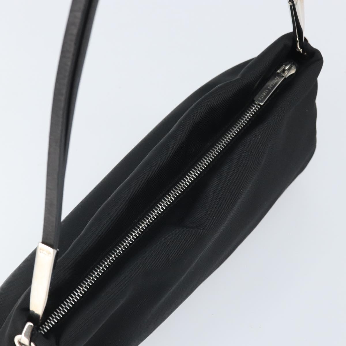 BOTTEGA VENETA Shoulder Bag Canvas Black Silver Auth bs33364
