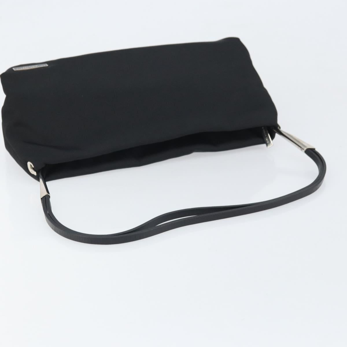 BOTTEGA VENETA Shoulder Bag Canvas Black Silver Auth bs33364