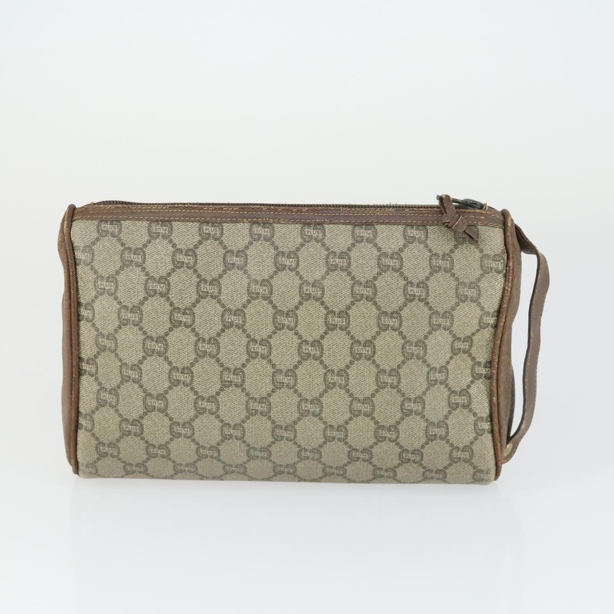 GUCCI Micro GG Supreme Clutch Bag PVC 2 Set Brown Beige Auth bs33365