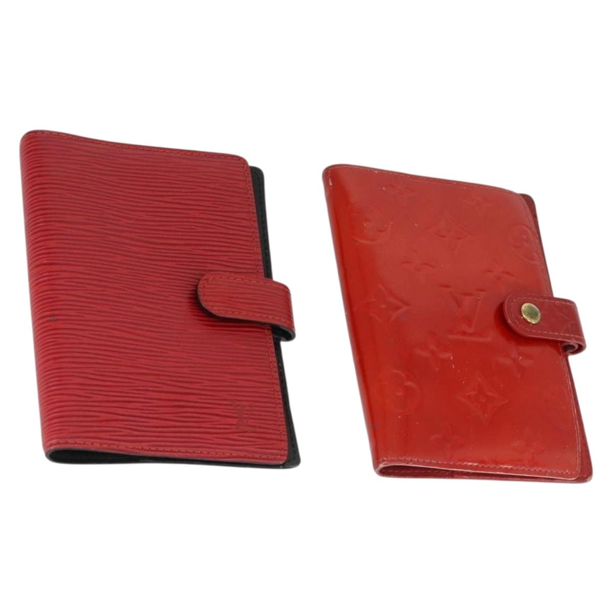 LOUIS VUITTON Epi Monogram Vernis Agenda PM Day Cover 2 Set Red LV Auth bs33370