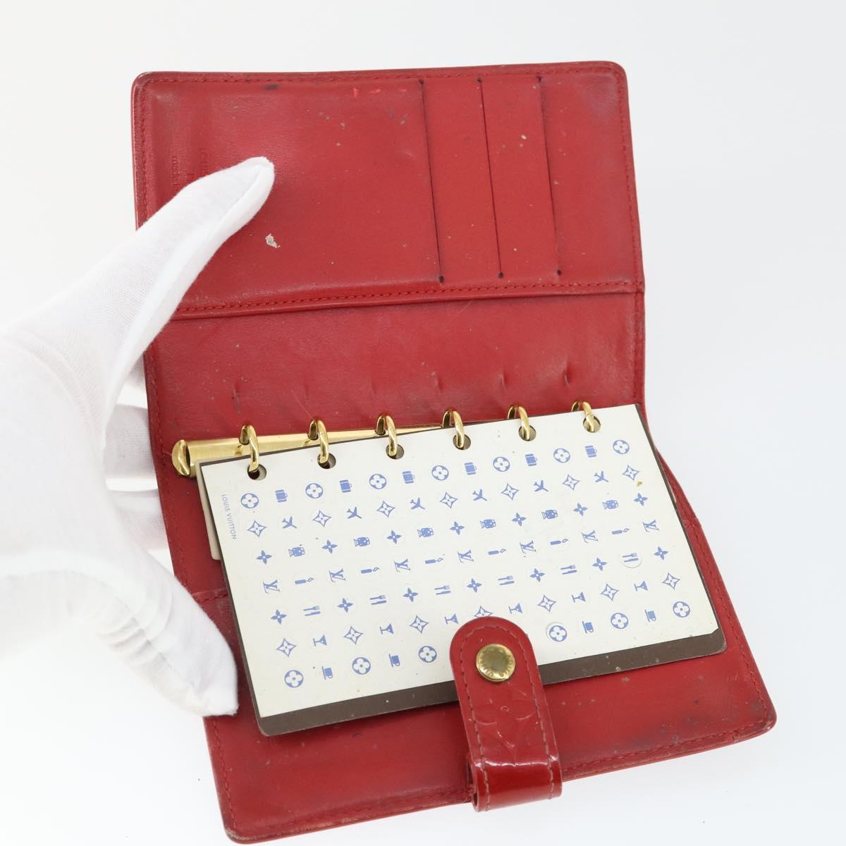 LOUIS VUITTON Epi Monogram Vernis Agenda PM Day Cover 2 Set Red LV Auth bs33370
