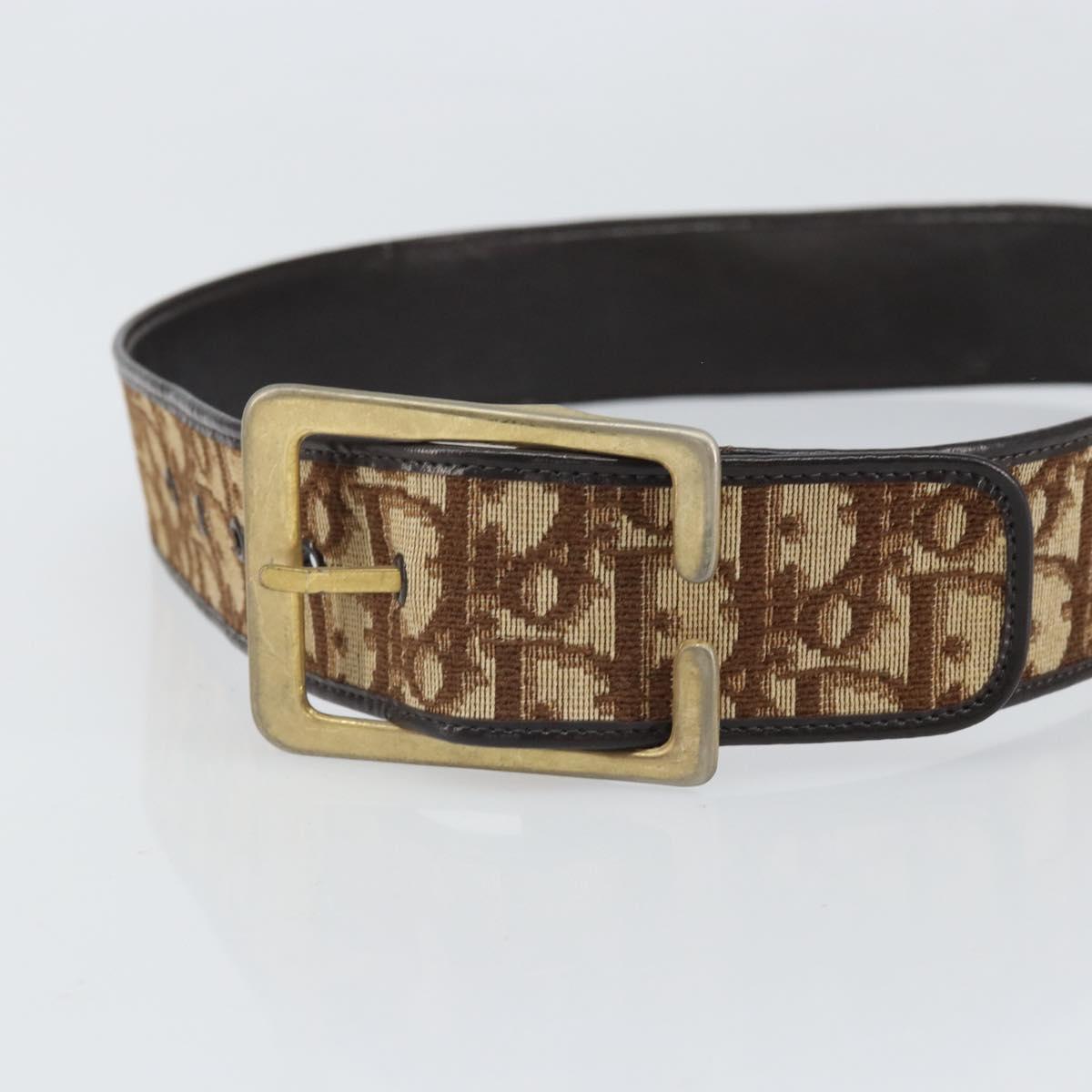Christian Dior Trotter Canvas Belt 35.8"" Brown Auth bs33374