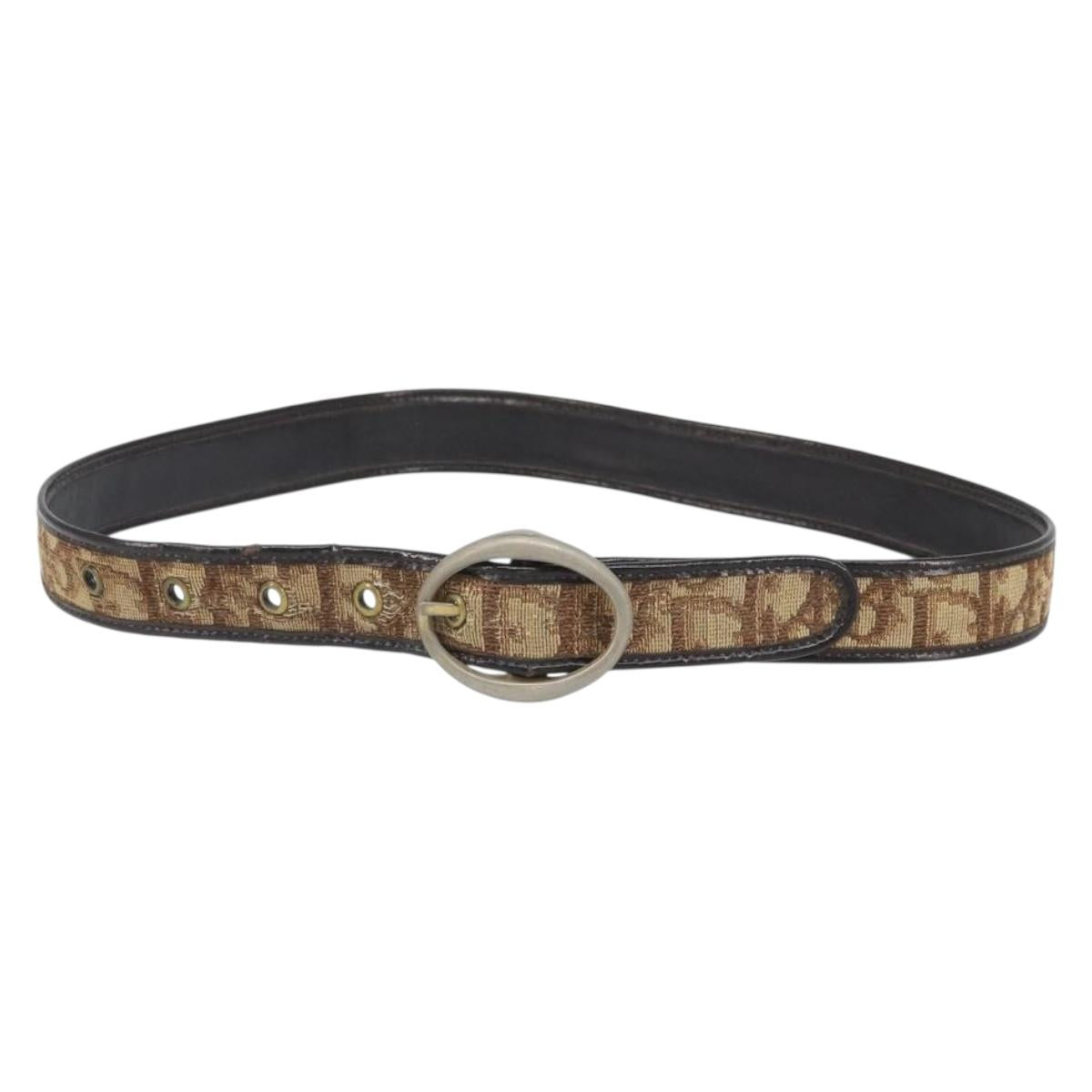 Christian Dior Trotter Canvas Belt 30.7"" Brown Auth bs33375