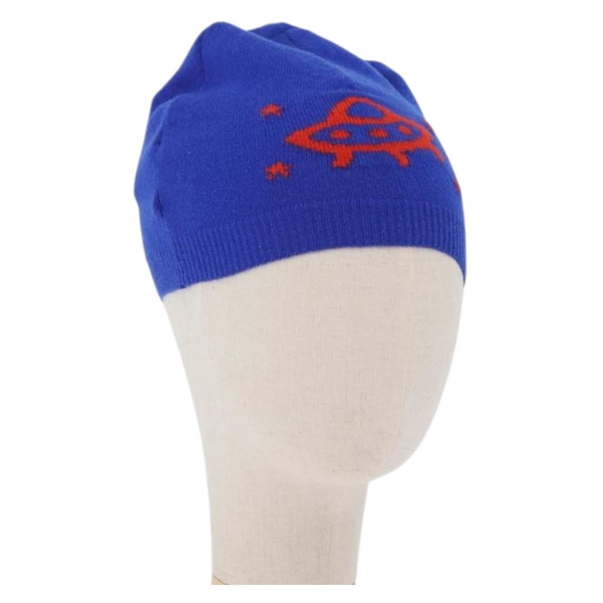 GUCCI GG Canvas knitted Fabrics Cap M Blue 748423 Auth bs33379