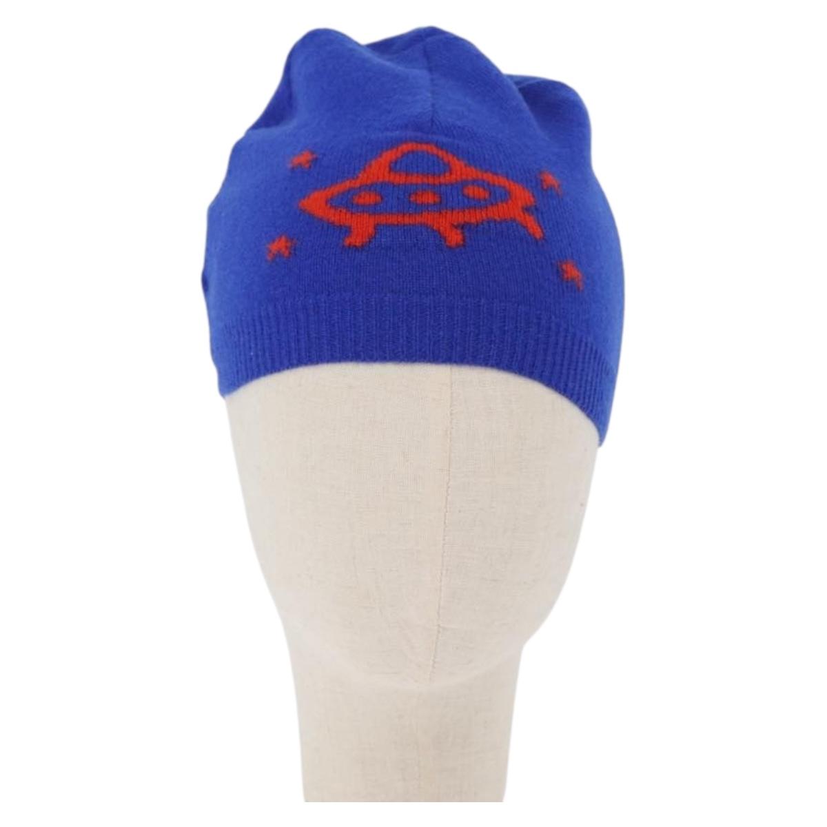 GUCCI GG Canvas knitted Fabrics Cap M Blue 748423 Auth bs33379