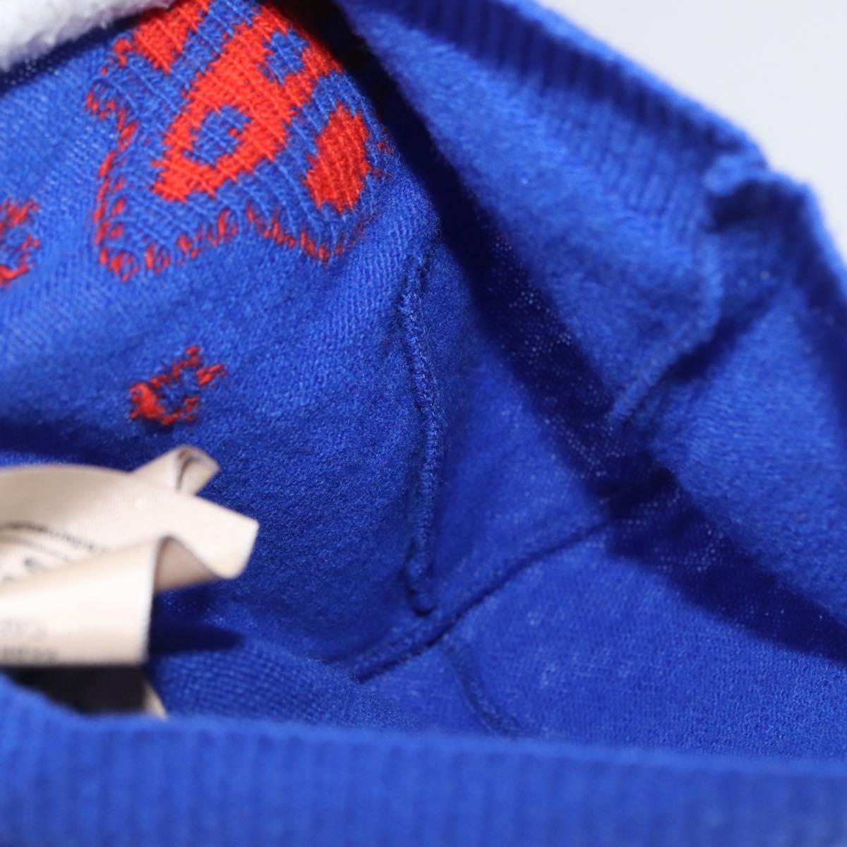 GUCCI GG Canvas knitted Fabrics Cap M Blue 748423 Auth bs33379