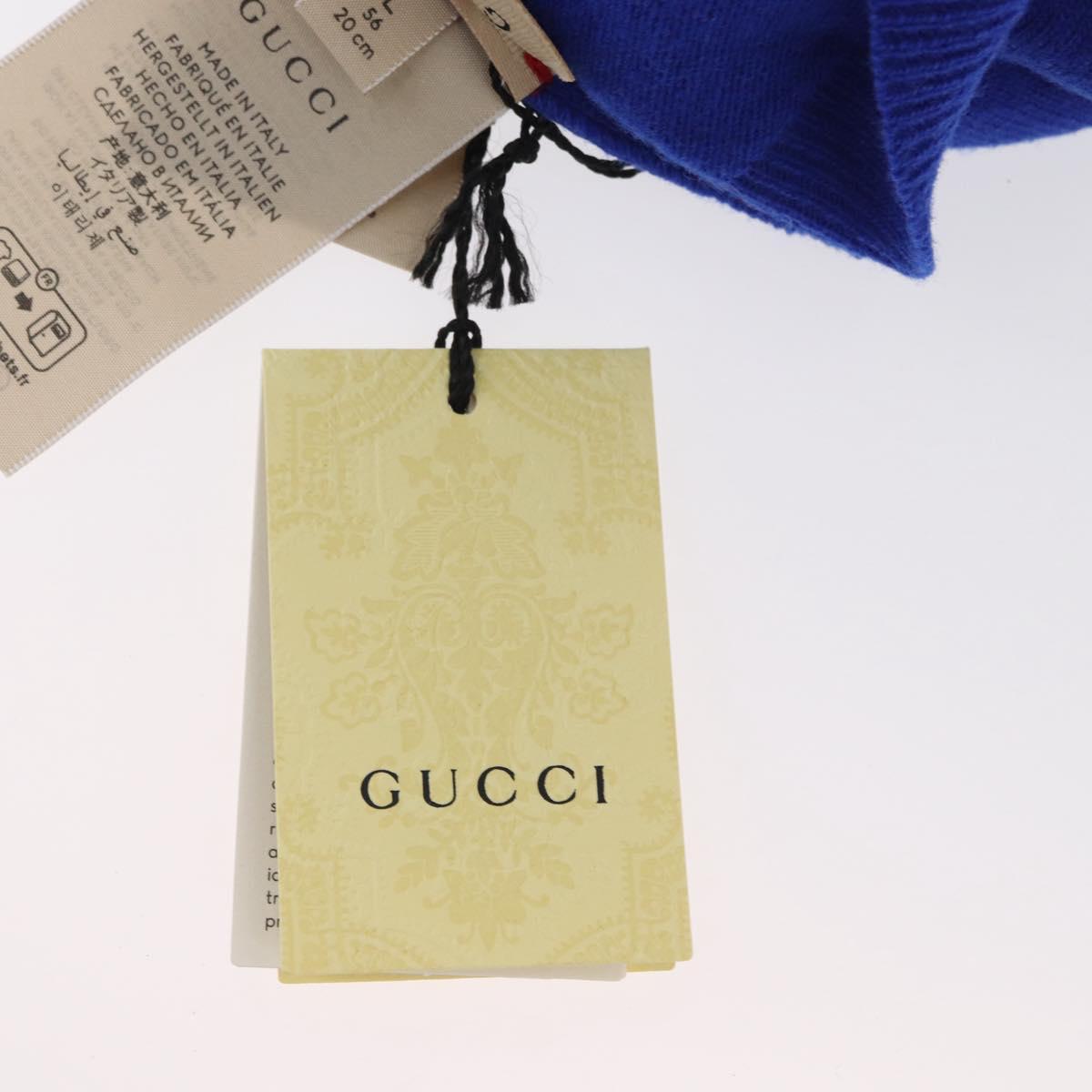 GUCCI GG Canvas knitted Fabrics Cap L Blue 748423 Auth bs33380