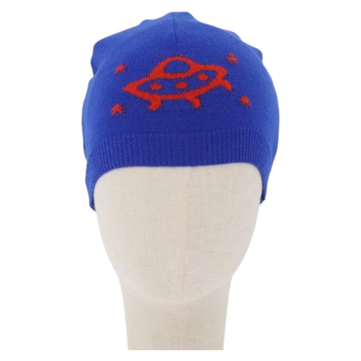 GUCCI GG Canvas knitted Fabrics Cap L Blue 748423 Auth bs33380