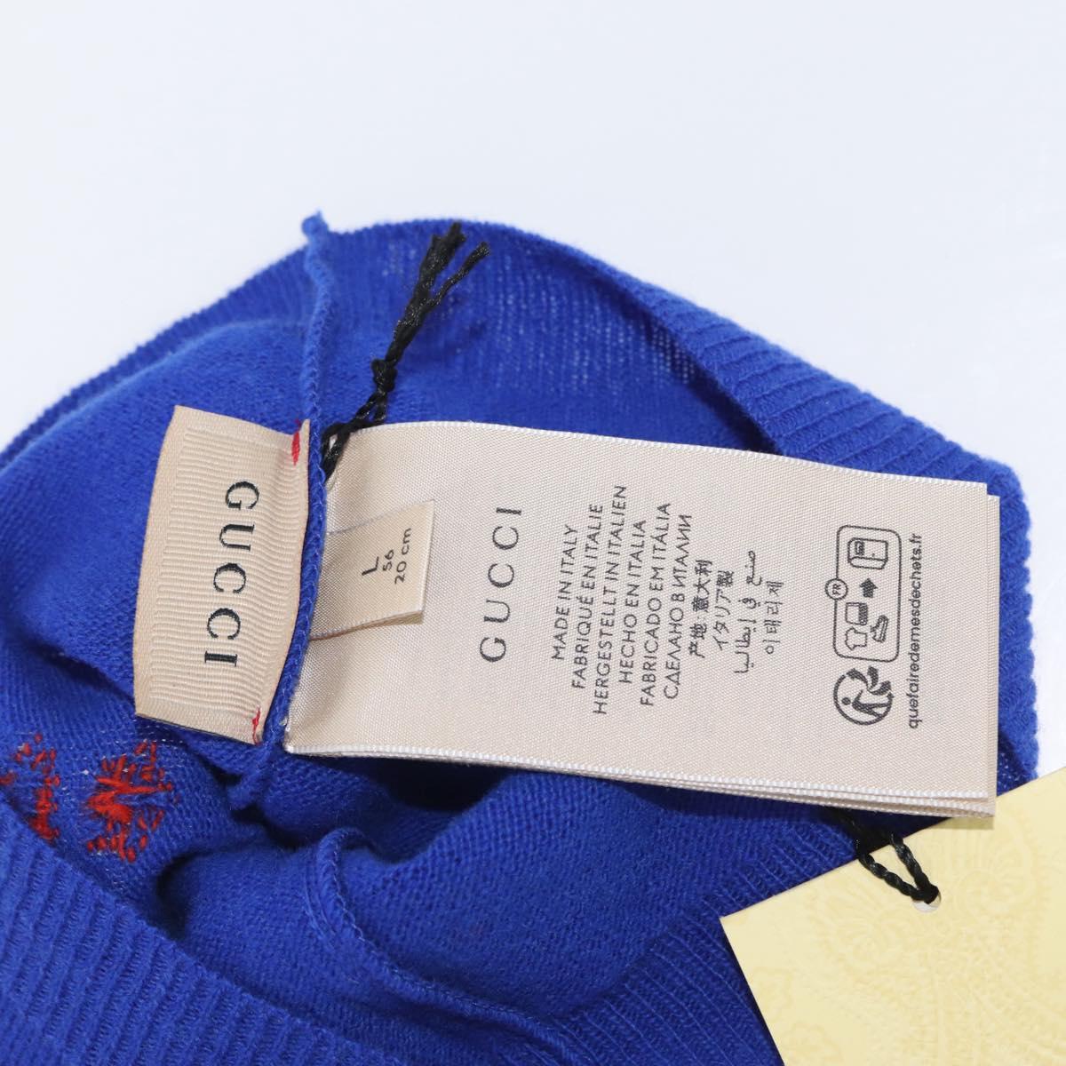 GUCCI GG Canvas knitted Fabrics Cap L Blue 748423 Auth bs33380