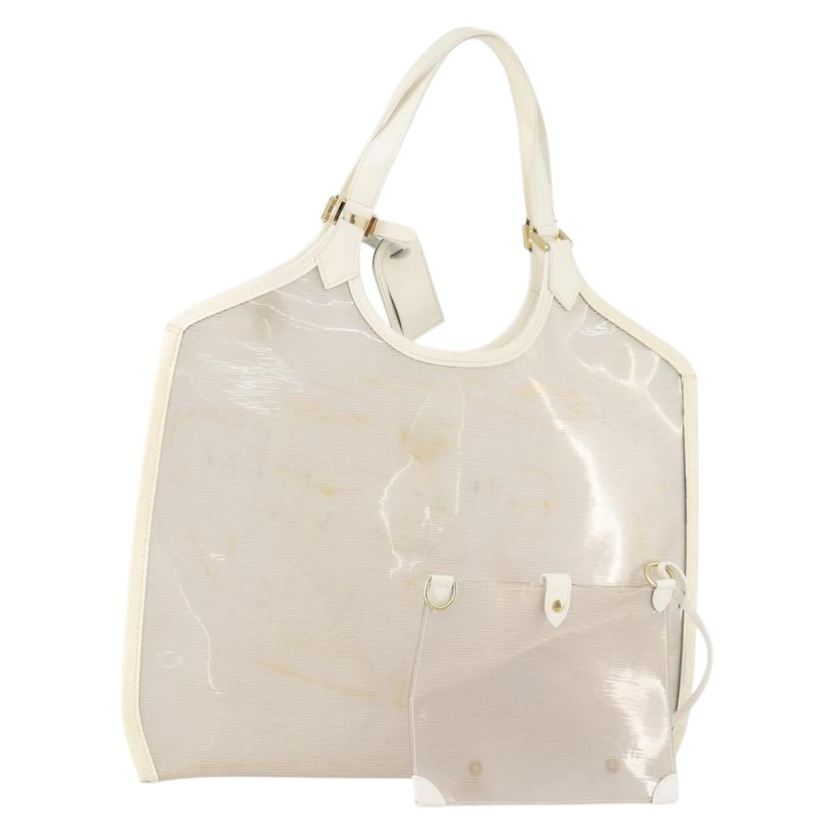 LOUIS VUITTON Epi Plage Via Bag Vinyl Leather Clear White M92153 LV Auth bs33391