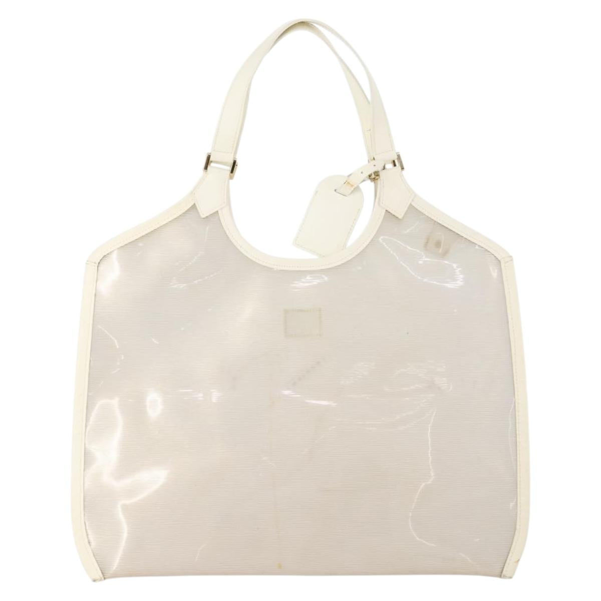 LOUIS VUITTON Epi Plage Via Bag Vinyl Leather Clear White M92153 LV Auth bs33391