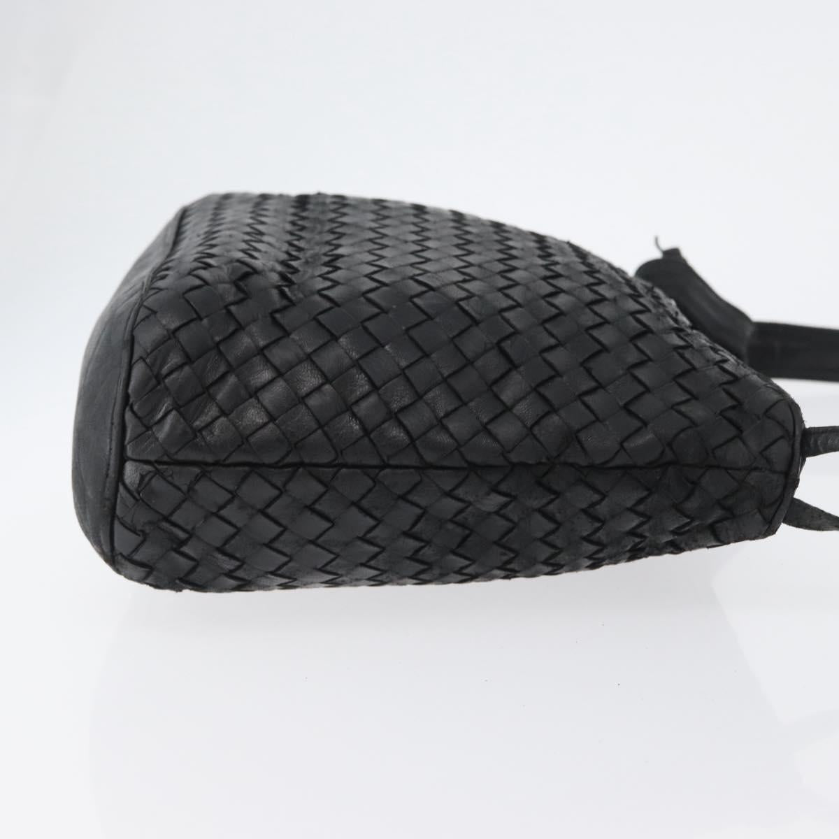 BOTTEGA VENETA INTRECCIATO Shoulder Bag Leather Black Auth bs33403