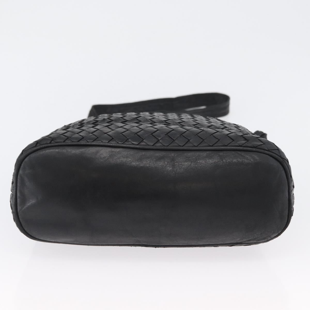 BOTTEGA VENETA INTRECCIATO Shoulder Bag Leather Black Auth bs33403