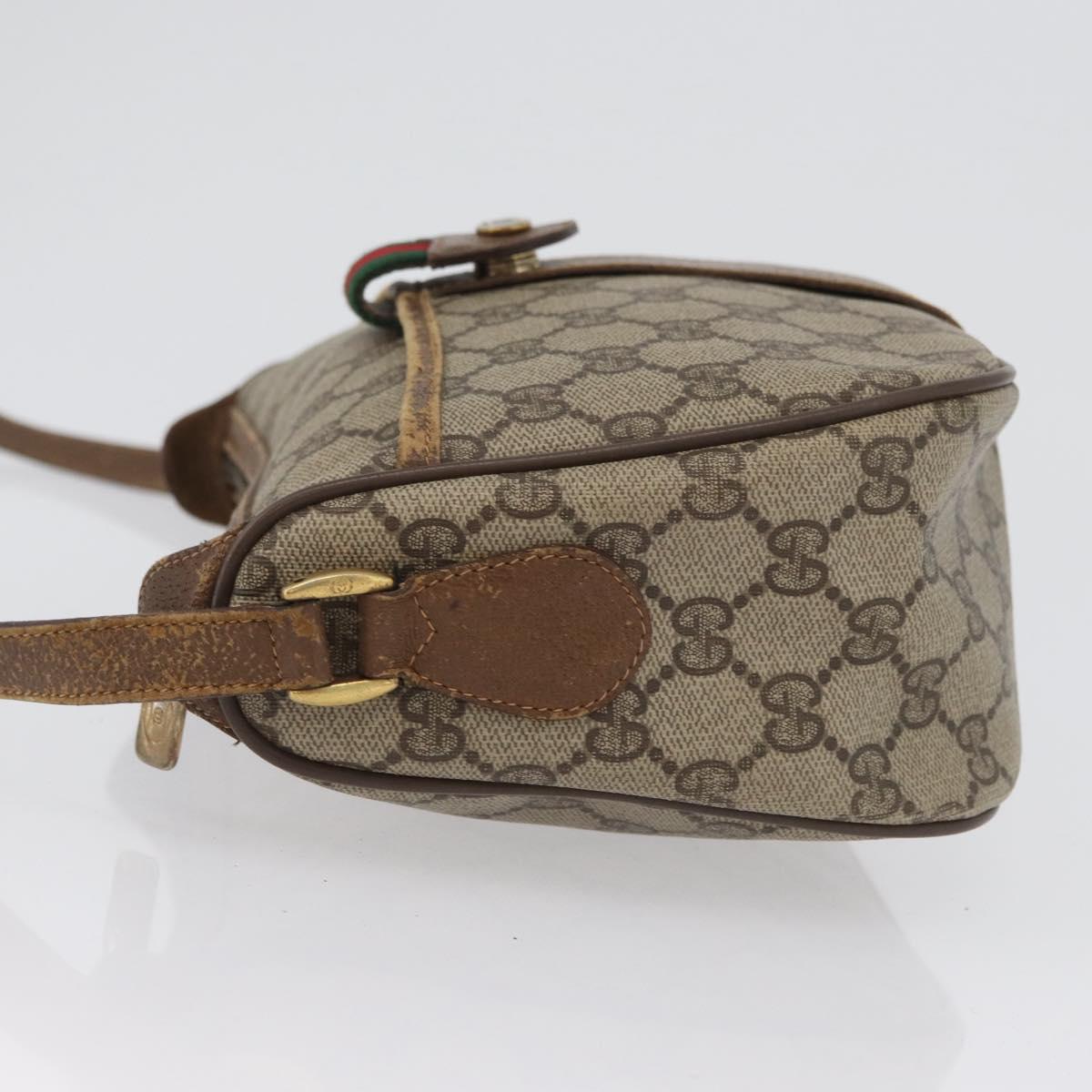 GUCCI GG Supreme Web Sherry Line Bag PVC Beige Gold 56 02 032 Auth bs33419