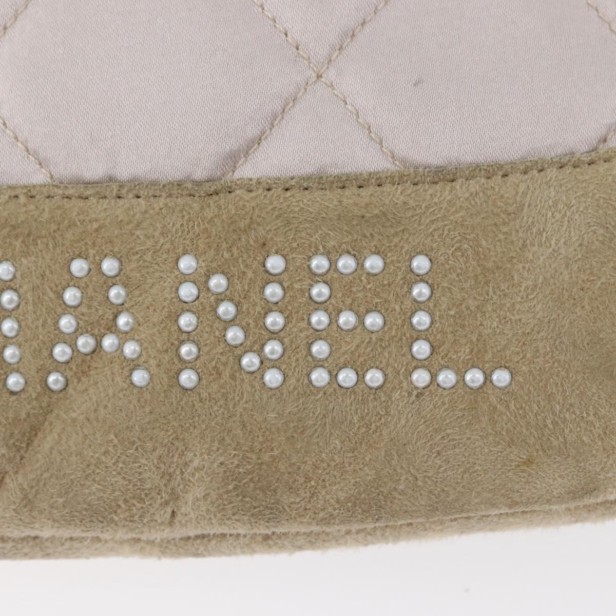 CHANEL Backpack Satin White Silver CC Auth bs33422