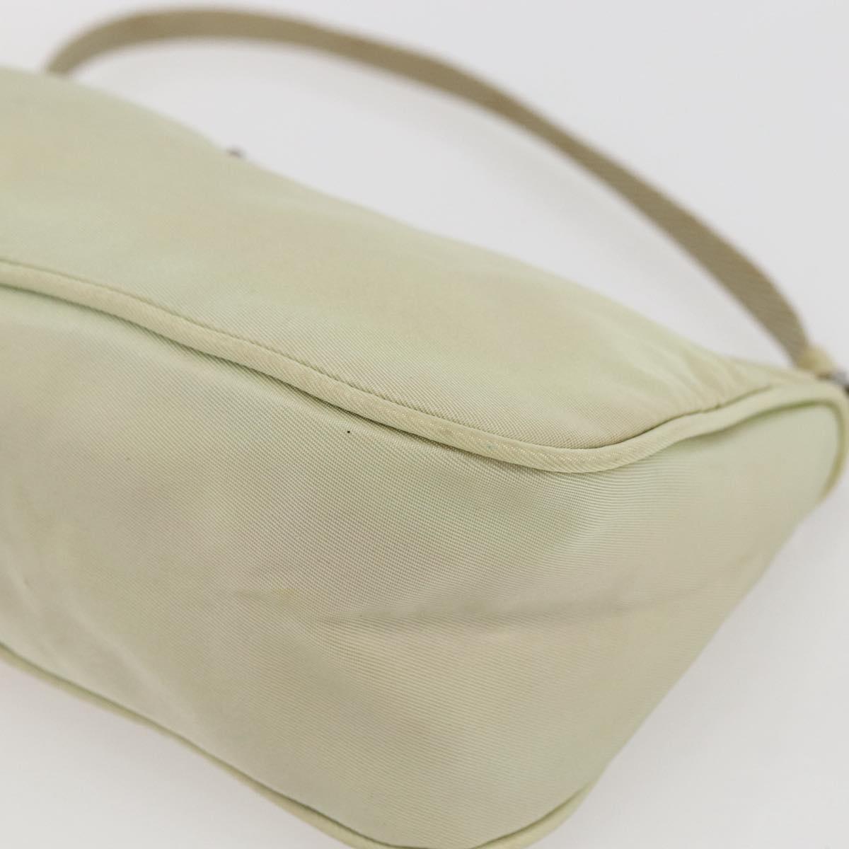 PRADA Accessory Pouch Nylon Beige Silver Auth bs33423