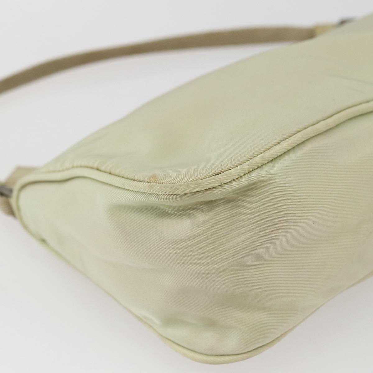 PRADA Accessory Pouch Nylon Beige Silver Auth bs33423