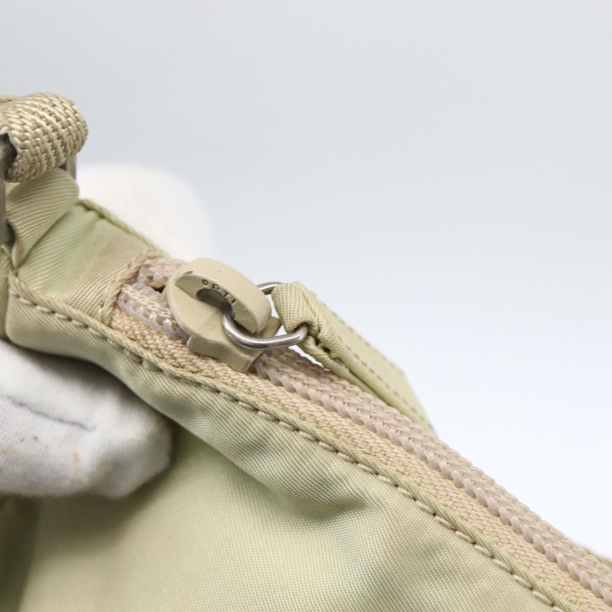 PRADA Accessory Pouch Nylon Beige Silver Auth bs33423