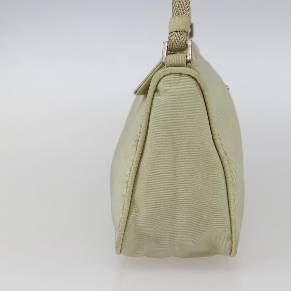 PRADA Accessory Pouch Nylon Beige Silver Auth bs33423