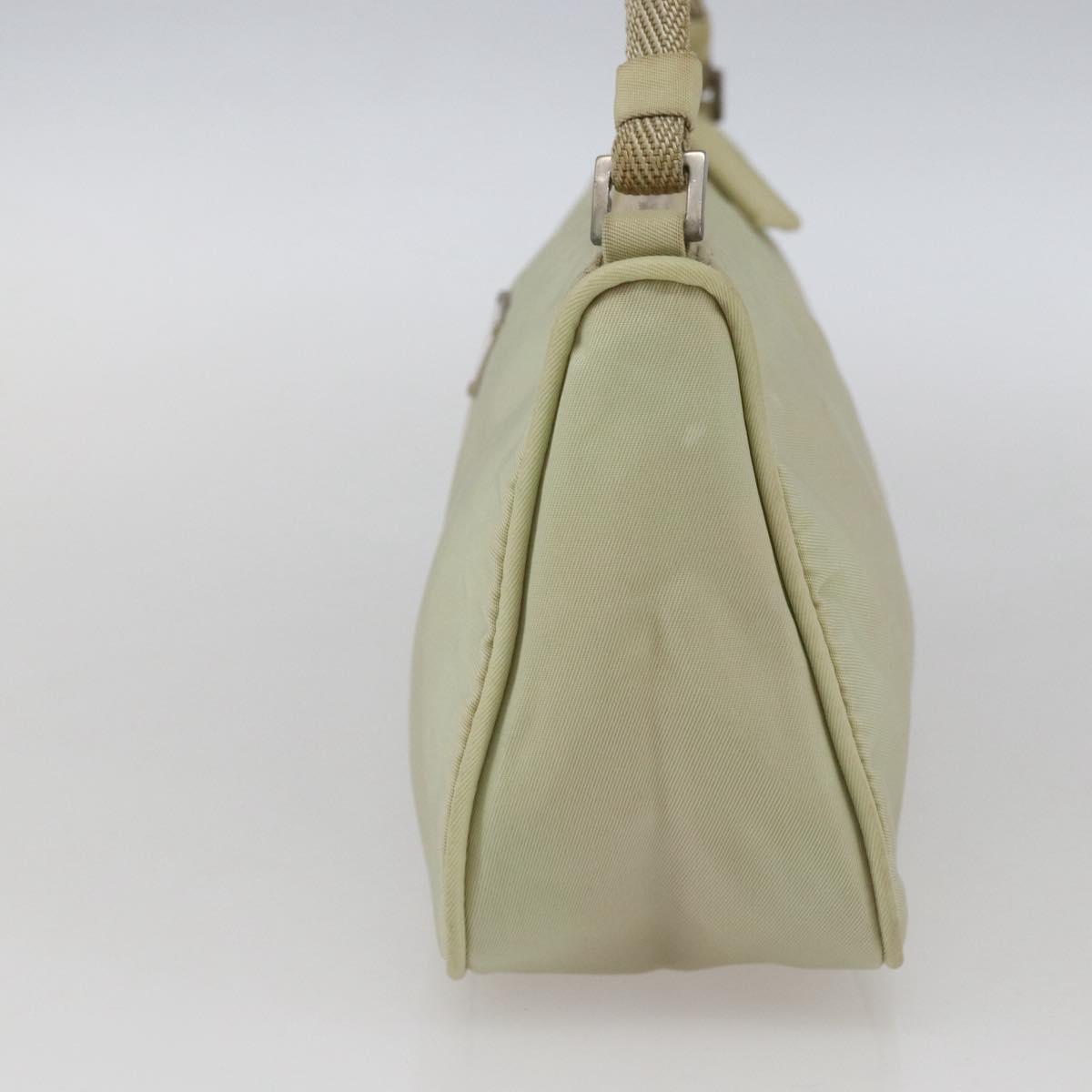 PRADA Accessory Pouch Nylon Beige Silver Auth bs33423