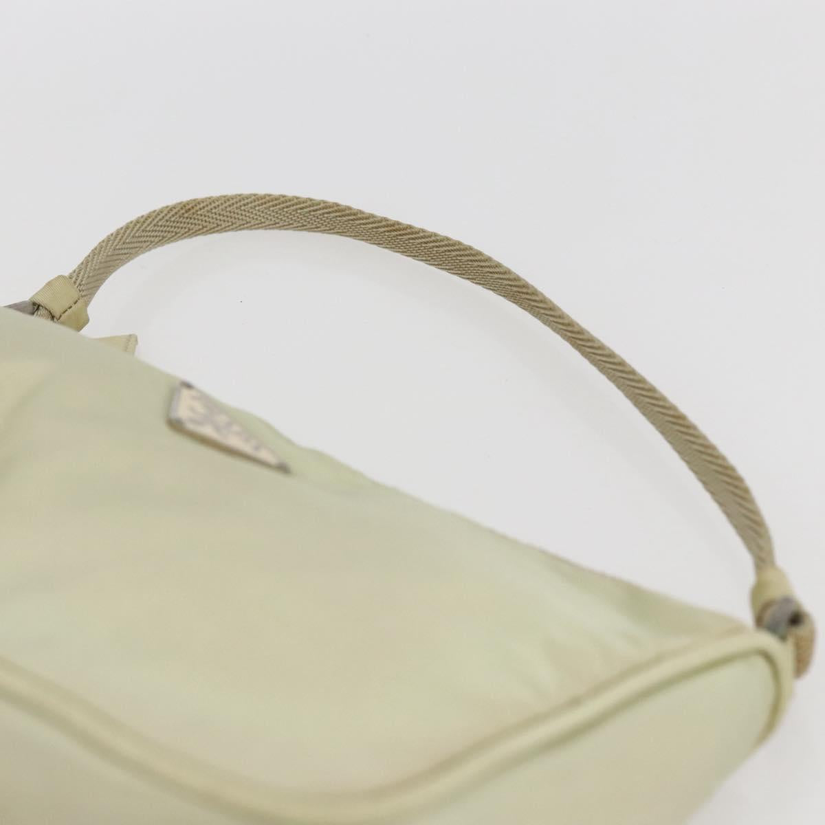 PRADA Accessory Pouch Nylon Beige Silver Auth bs33423