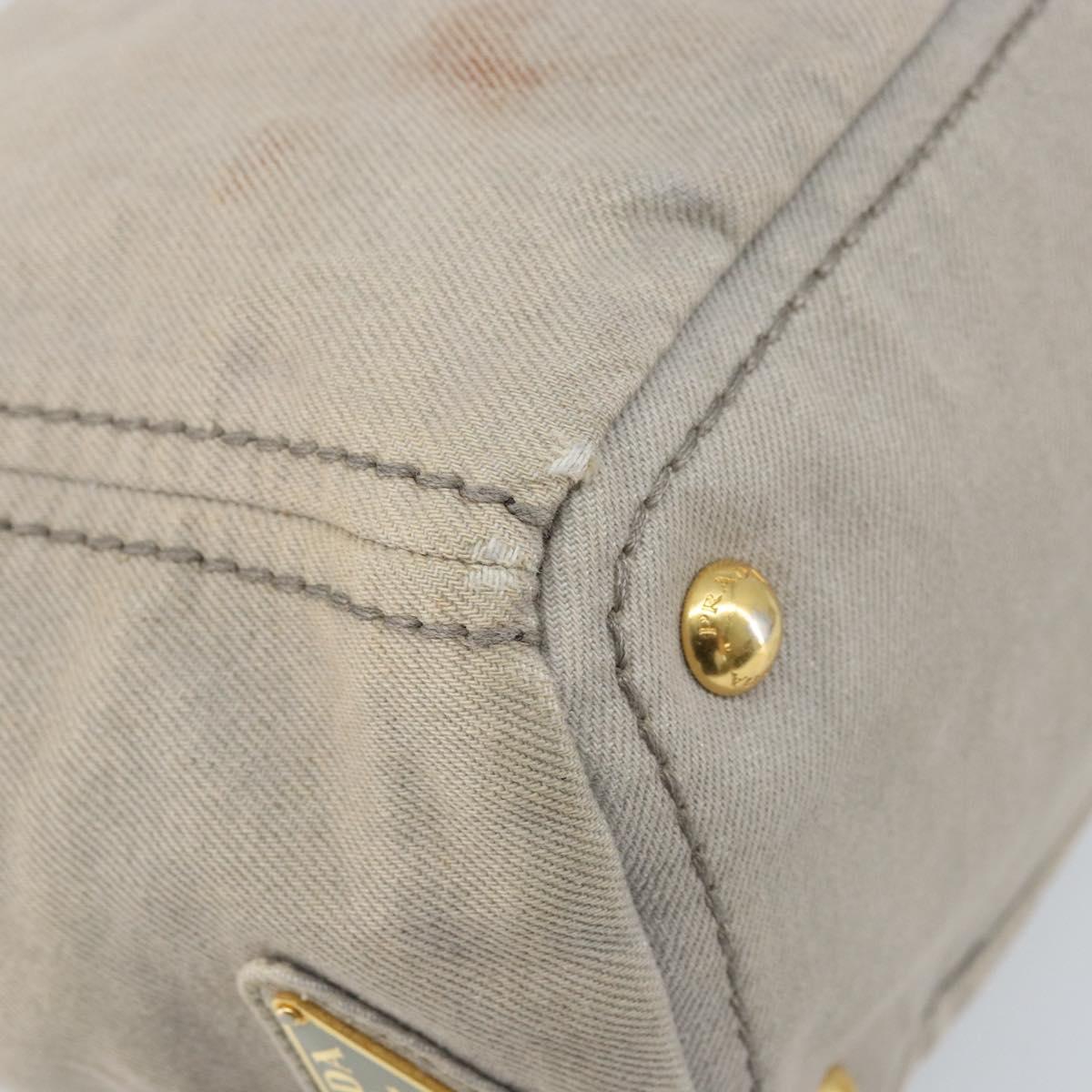 PRADA Canapa PM Hand Bag Canvas 2way Gray Gold Auth bs33424
