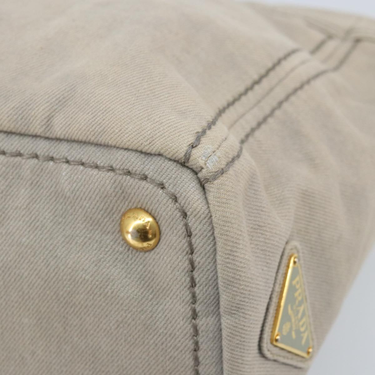 PRADA Canapa PM Hand Bag Canvas 2way Gray Gold Auth bs33424