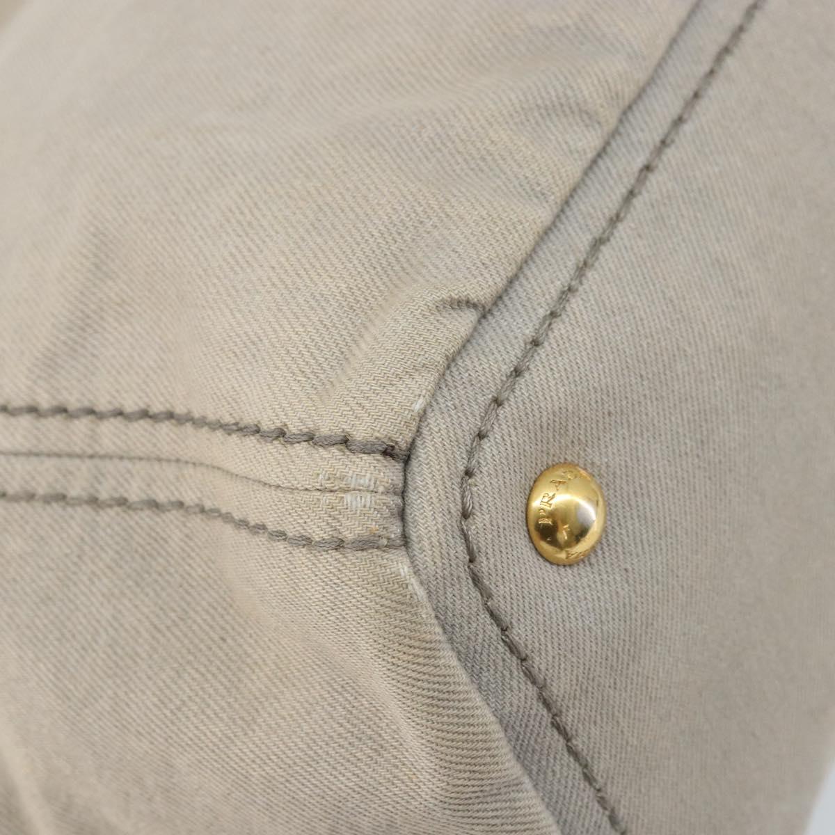 PRADA Canapa PM Hand Bag Canvas 2way Gray Gold Auth bs33424