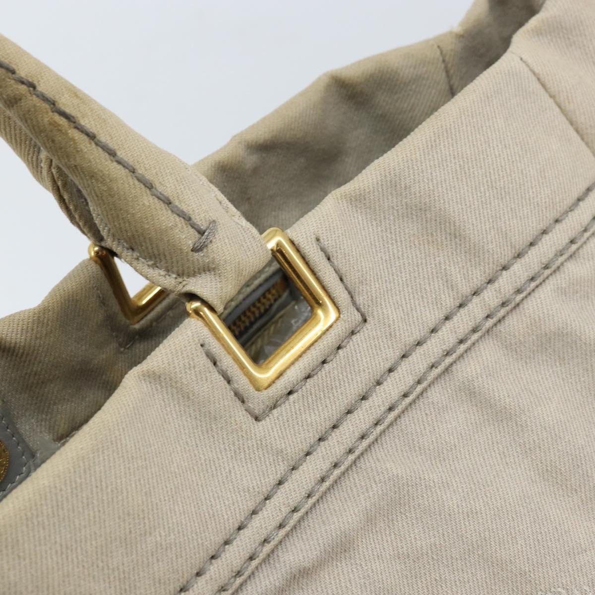 PRADA Canapa PM Hand Bag Canvas 2way Gray Gold Auth bs33424