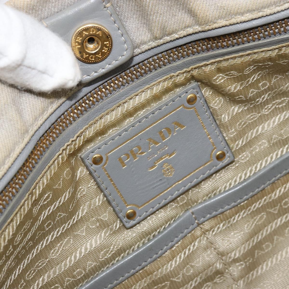 PRADA Canapa PM Hand Bag Canvas 2way Gray Gold Auth bs33424