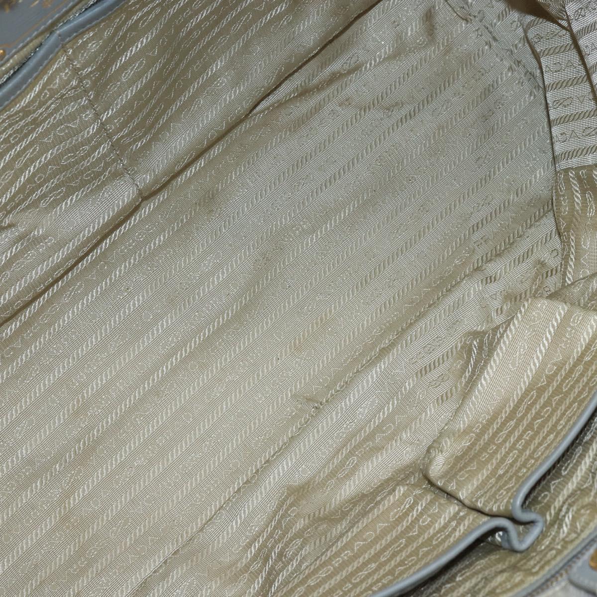 PRADA Canapa PM Hand Bag Canvas 2way Gray Gold Auth bs33424