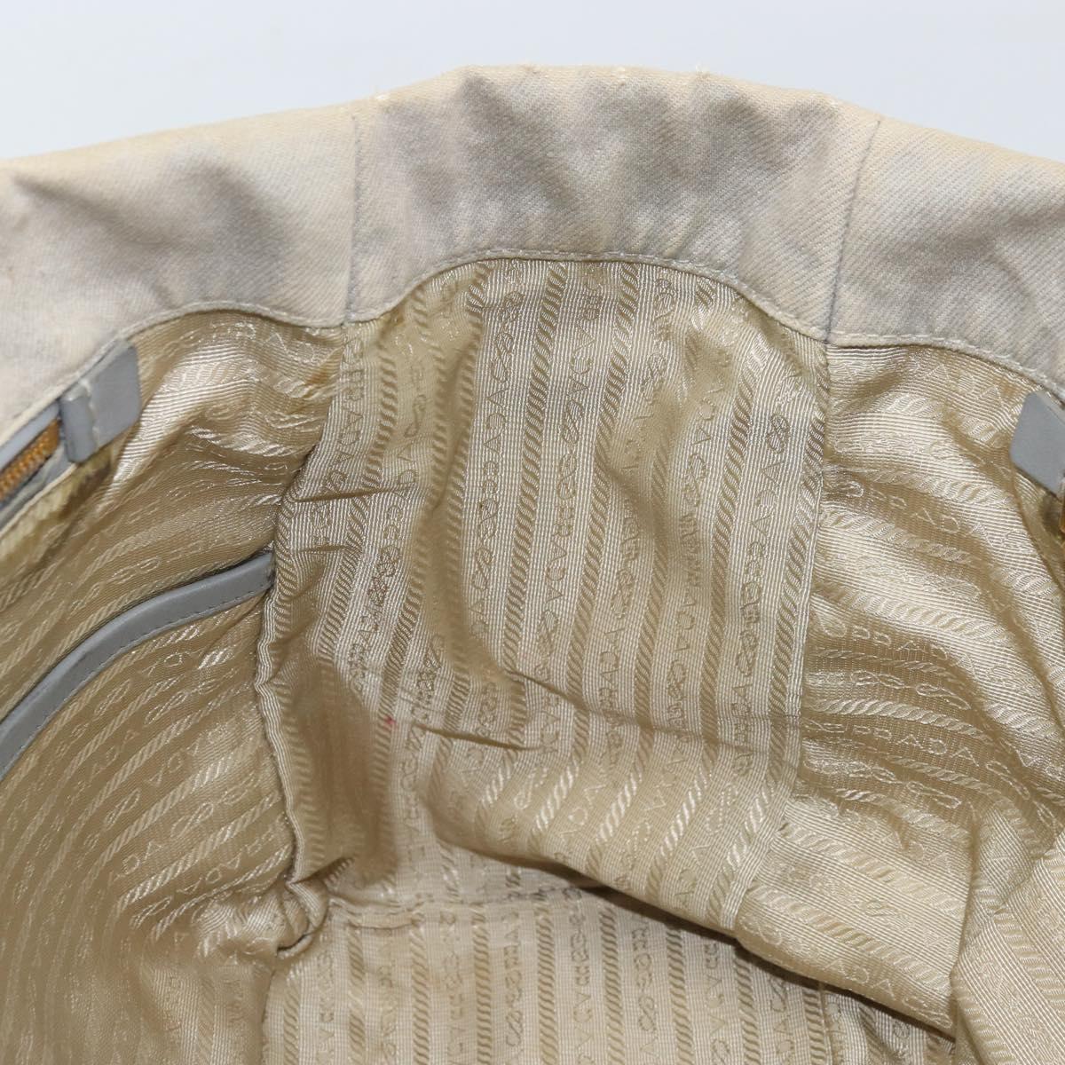 PRADA Canapa PM Hand Bag Canvas 2way Gray Gold Auth bs33424